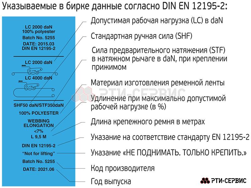 Ремень стяжной для крепления груза 2,5/5,0 тн 50 мм (с крюком) - фото 1