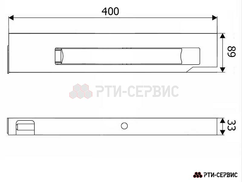 Замок борта алюминиевый 400 мм (правый) с заглушкой (ручка нержавейка) - фото 4